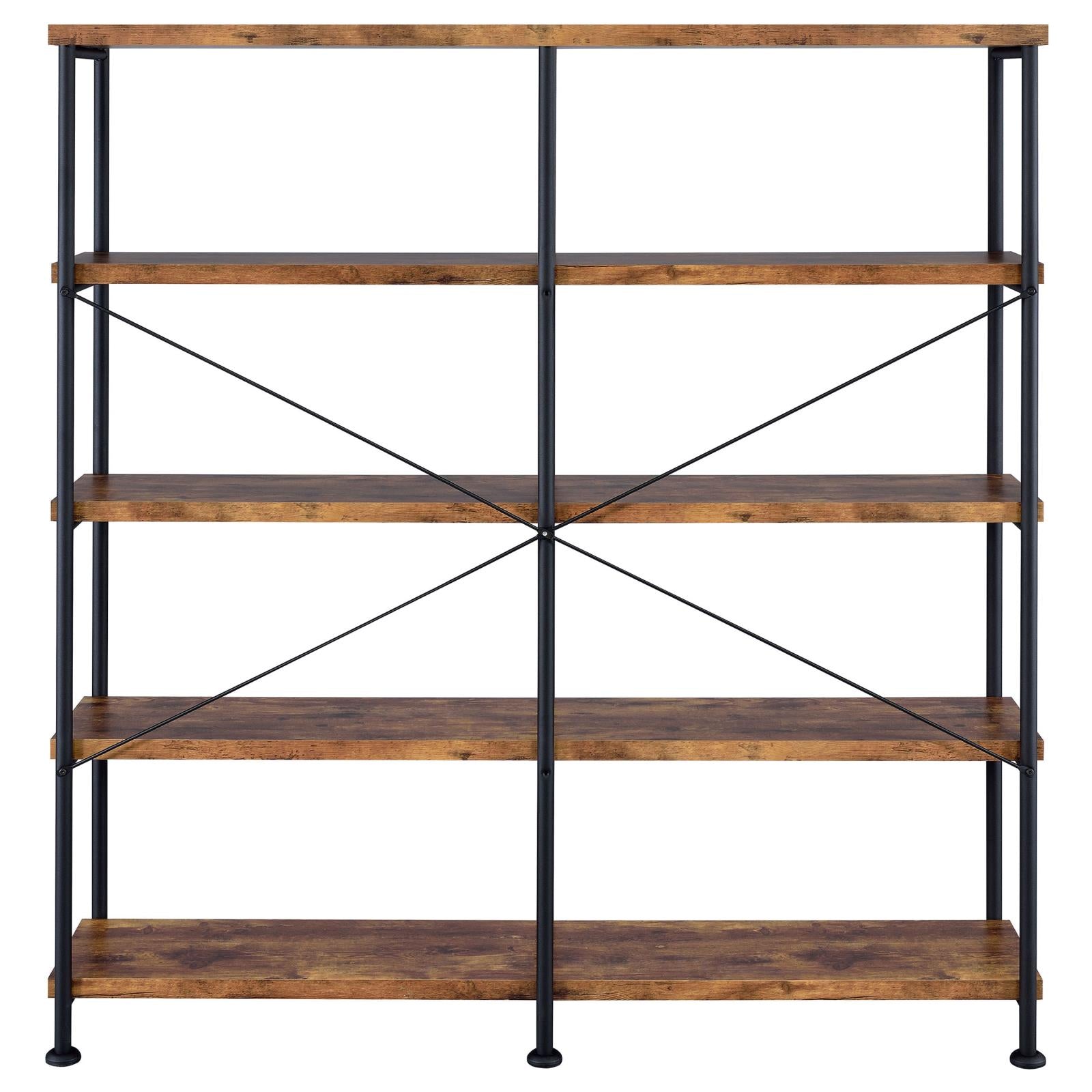 Analiese Antique Nutmeg 4-Shelf Open Bookcase - 801543 - Luna Furniture - Dallas Store