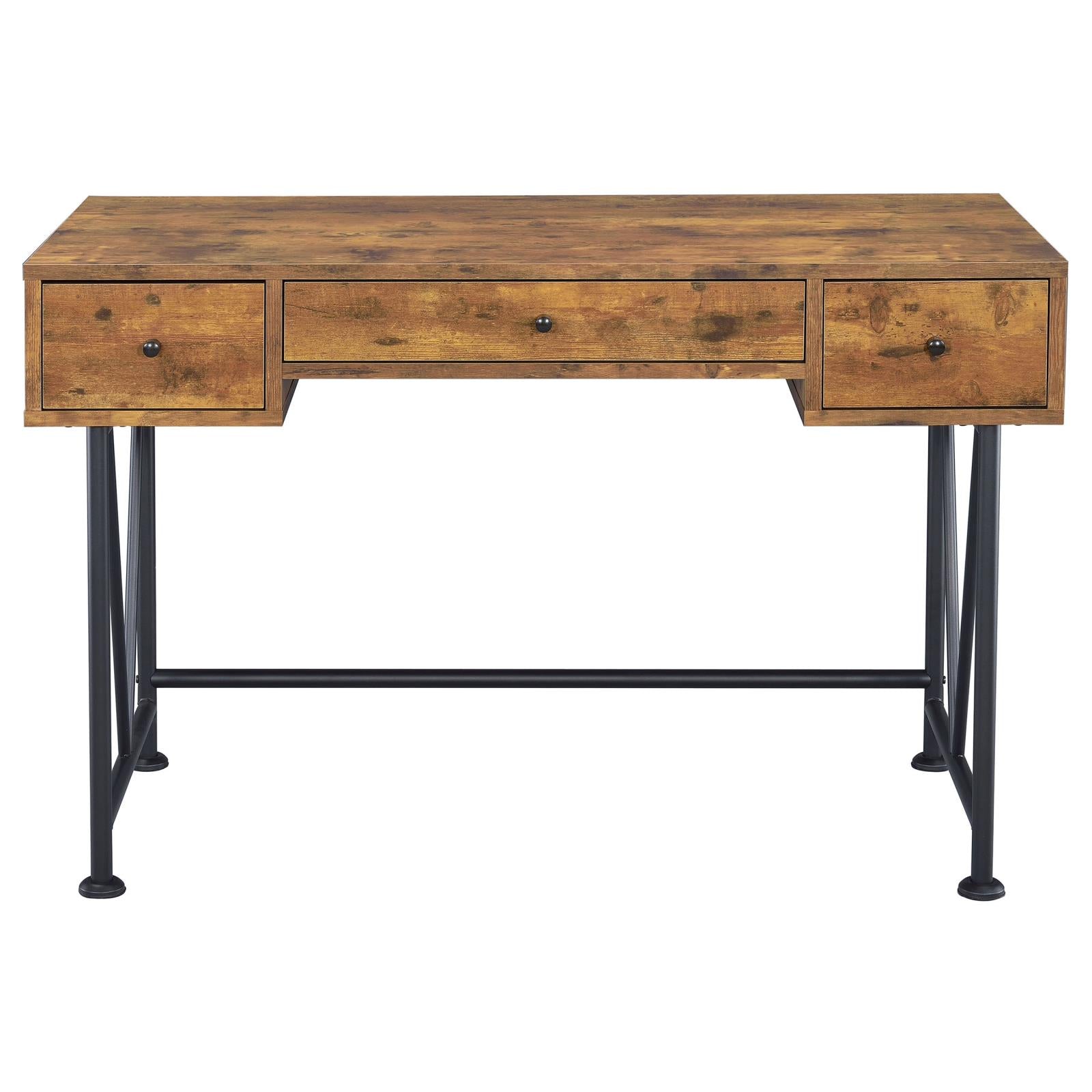 Analiese Antique Nutmeg/Black 2-Piece 3-Drawer Writing Desk Set - 801541-S2 - Luna Furniture - Dallas Store