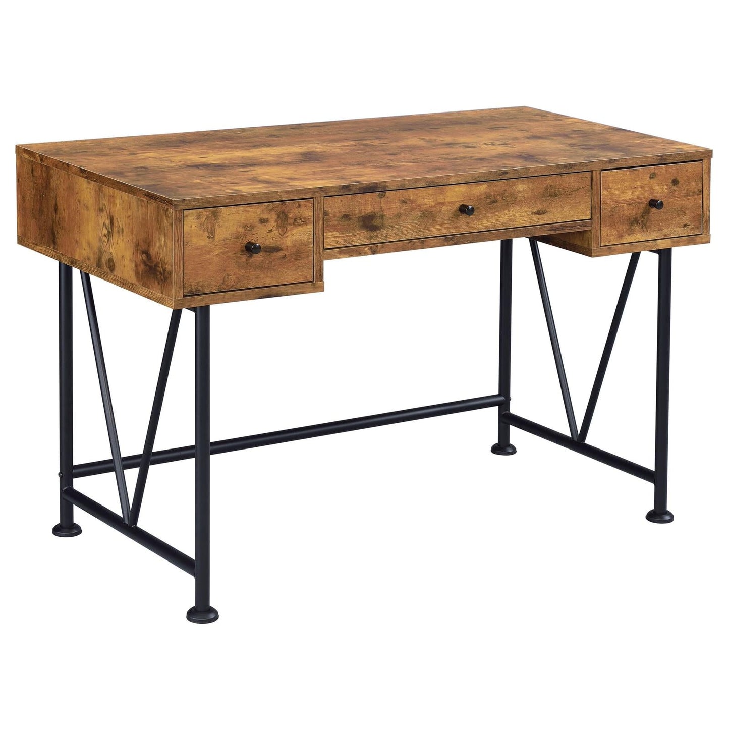 Analiese Antique Nutmeg/Black 3-Drawer Writing Desk - 801541 - Luna Furniture - Dallas Store