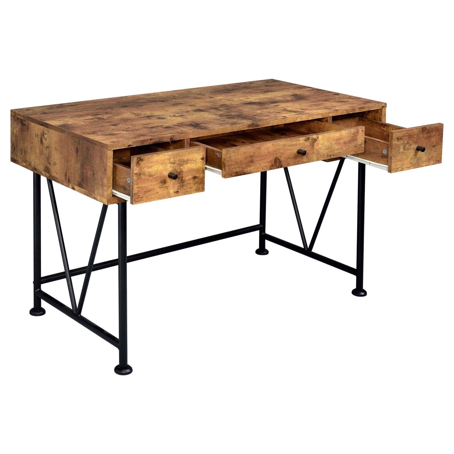 Analiese Antique Nutmeg/Black 3-Drawer Writing Desk - 801541 - Luna Furniture - Dallas Store