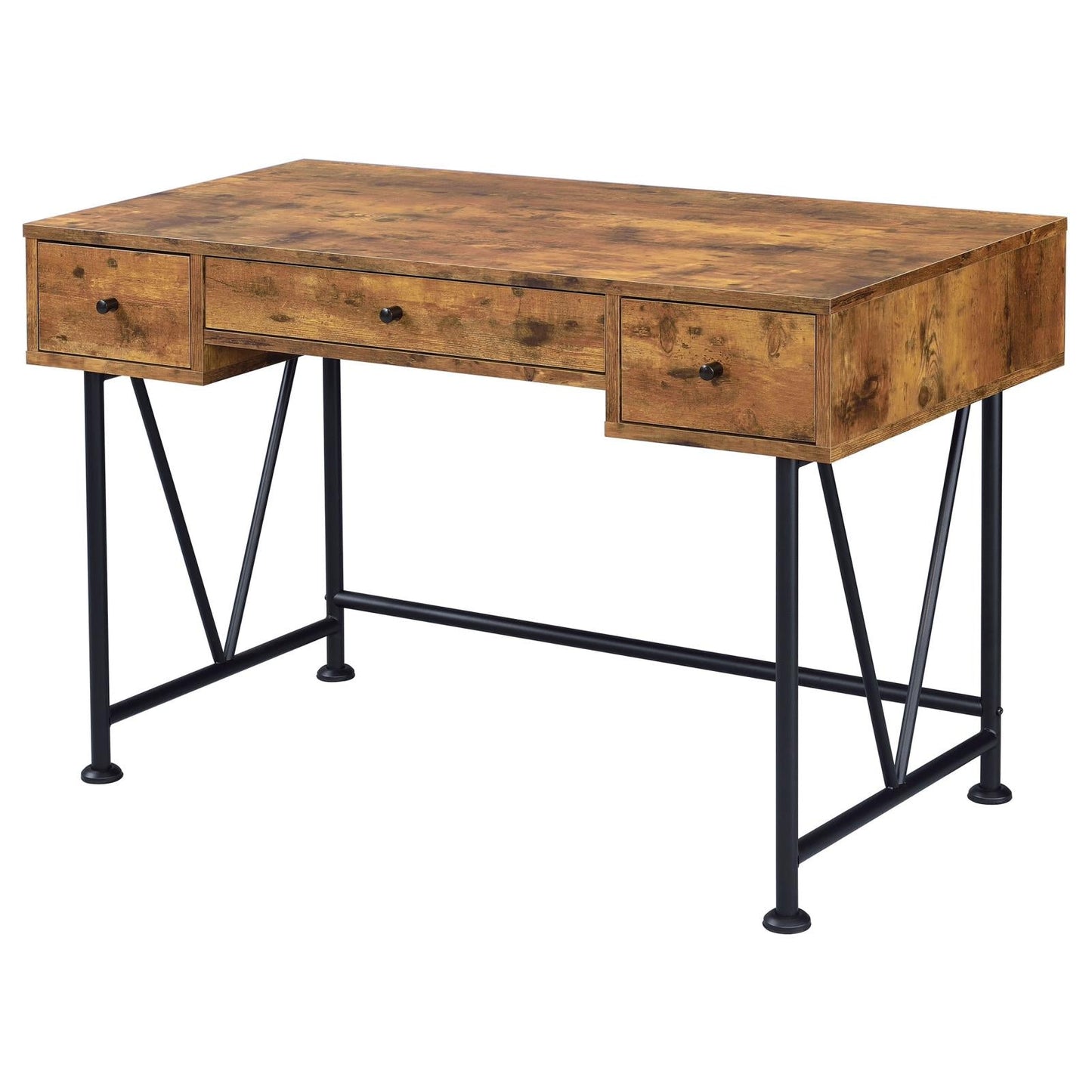 Analiese Antique Nutmeg/Black 3-Drawer Writing Desk - 801541 - Luna Furniture - Dallas Store