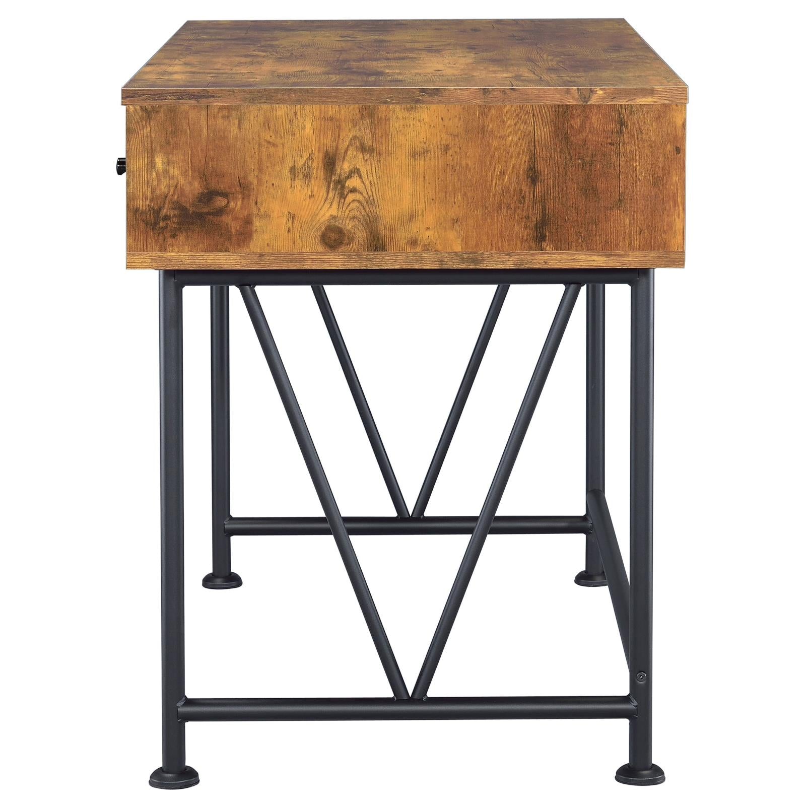 Analiese Antique Nutmeg/Black 3-Drawer Writing Desk - 801541 - Luna Furniture - Dallas Store