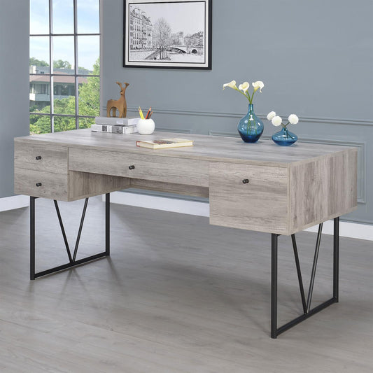 Analiese Gray Driftwood 4-Drawer Writing Desk - 801999 - Luna Furniture - Dallas Store