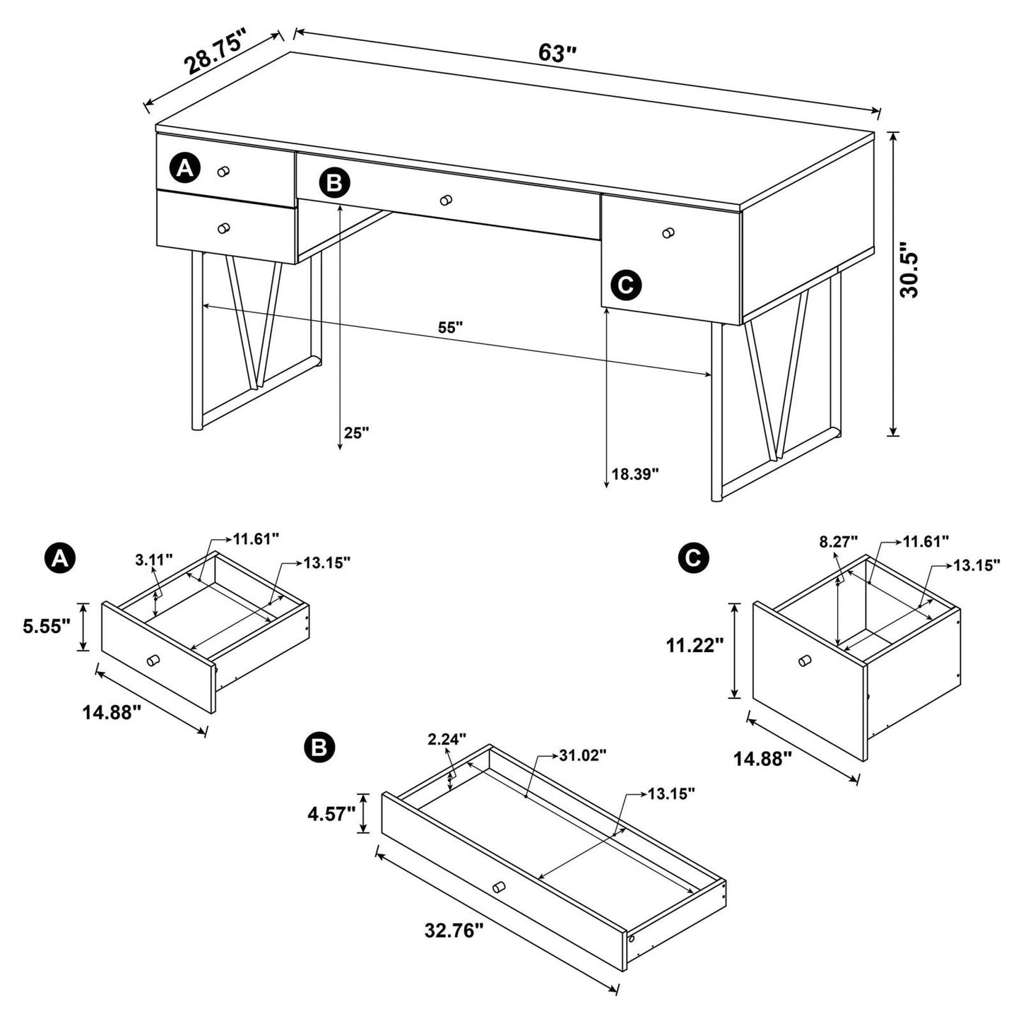 Analiese Gray Driftwood 4-Drawer Writing Desk - 801999 - Luna Furniture - Dallas Store