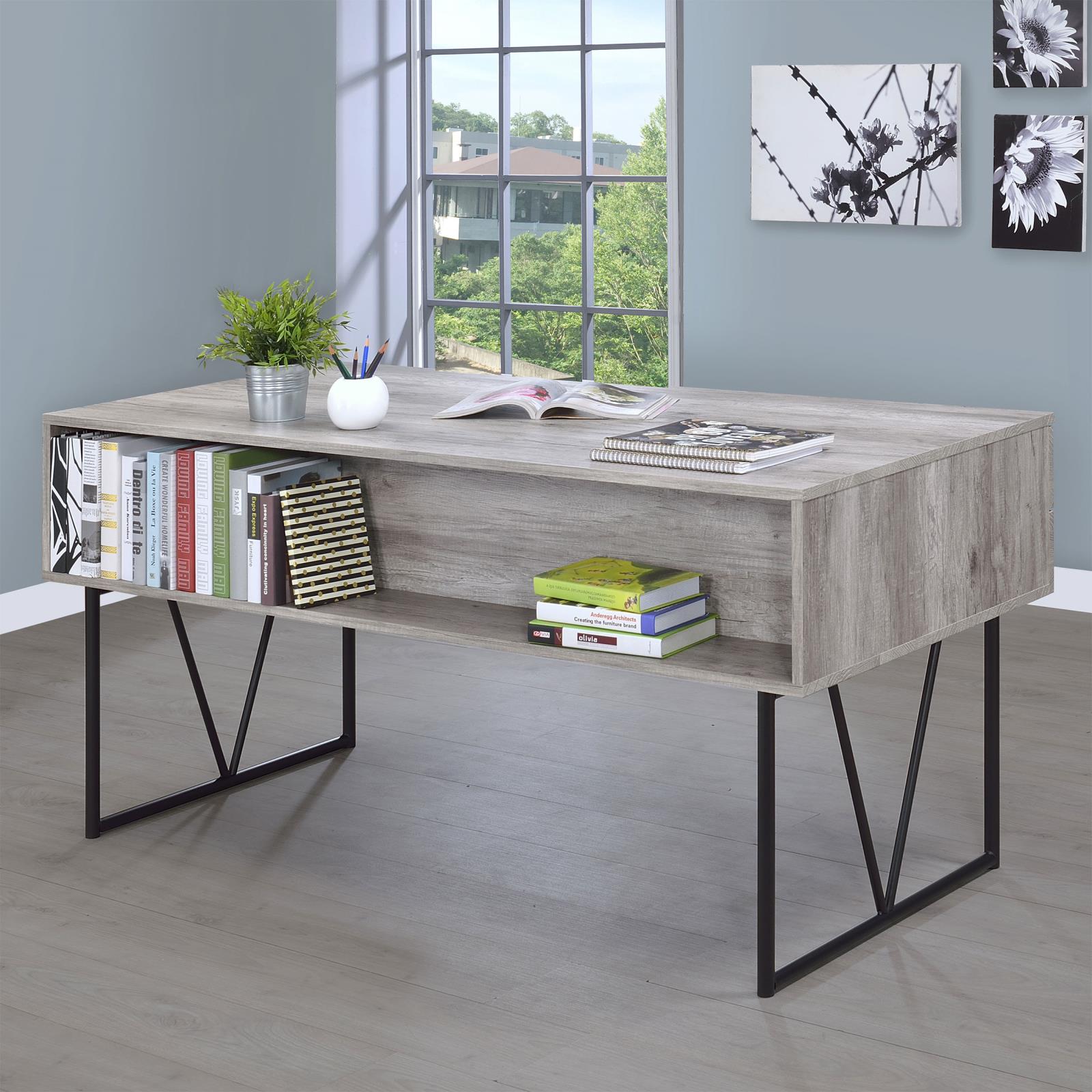 Analiese Gray Driftwood 4-Drawer Writing Desk - 801999 - Luna Furniture - Dallas Store