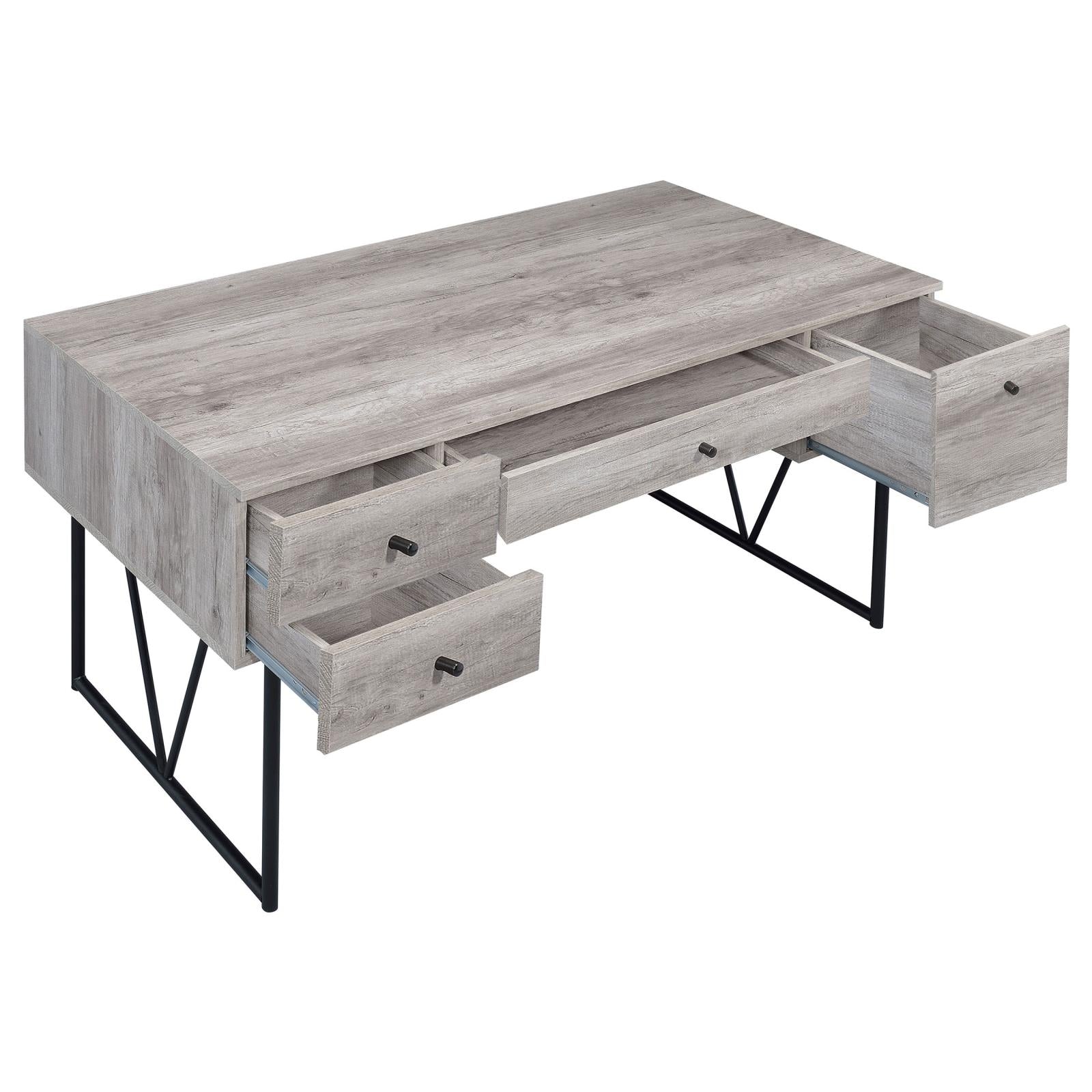 Analiese Gray Driftwood 4-Drawer Writing Desk - 801999 - Luna Furniture - Dallas Store