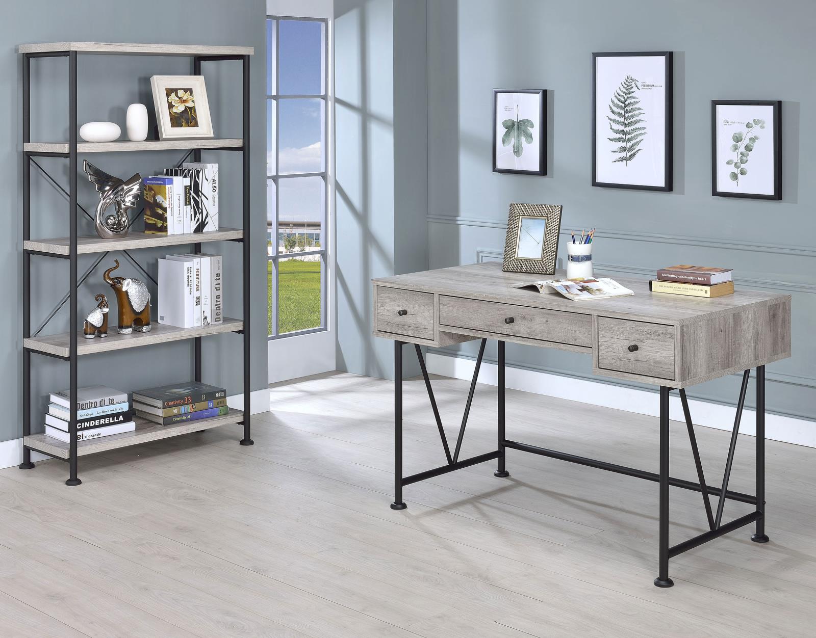 Analiese Gray Driftwood 4-Shelf Bookcase - 801546 - Luna Furniture - Dallas Store