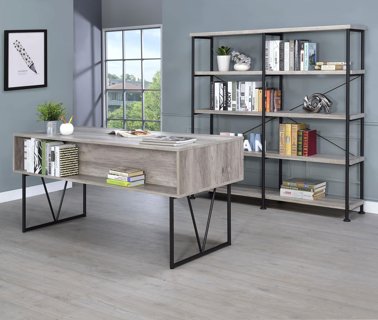 Analiese Gray Driftwood 4-Shelf Open Bookcase - 801544 - Luna Furniture - Dallas Store