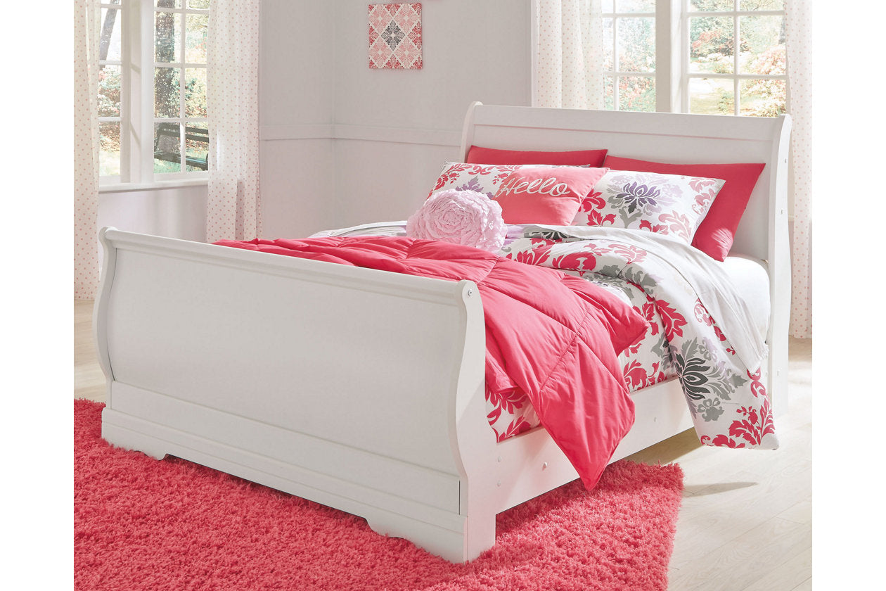 Anarasia White Full Sleigh Bed - SET | B129-84 | B129-87 | B129-88 - Luna Furniture - Dallas Store