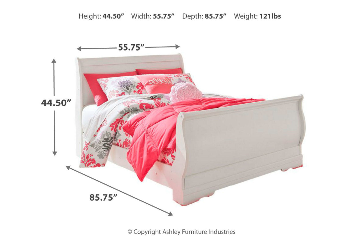 Anarasia White Full Sleigh Bed - SET | B129-84 | B129-87 | B129-88 - Luna Furniture - Dallas Store