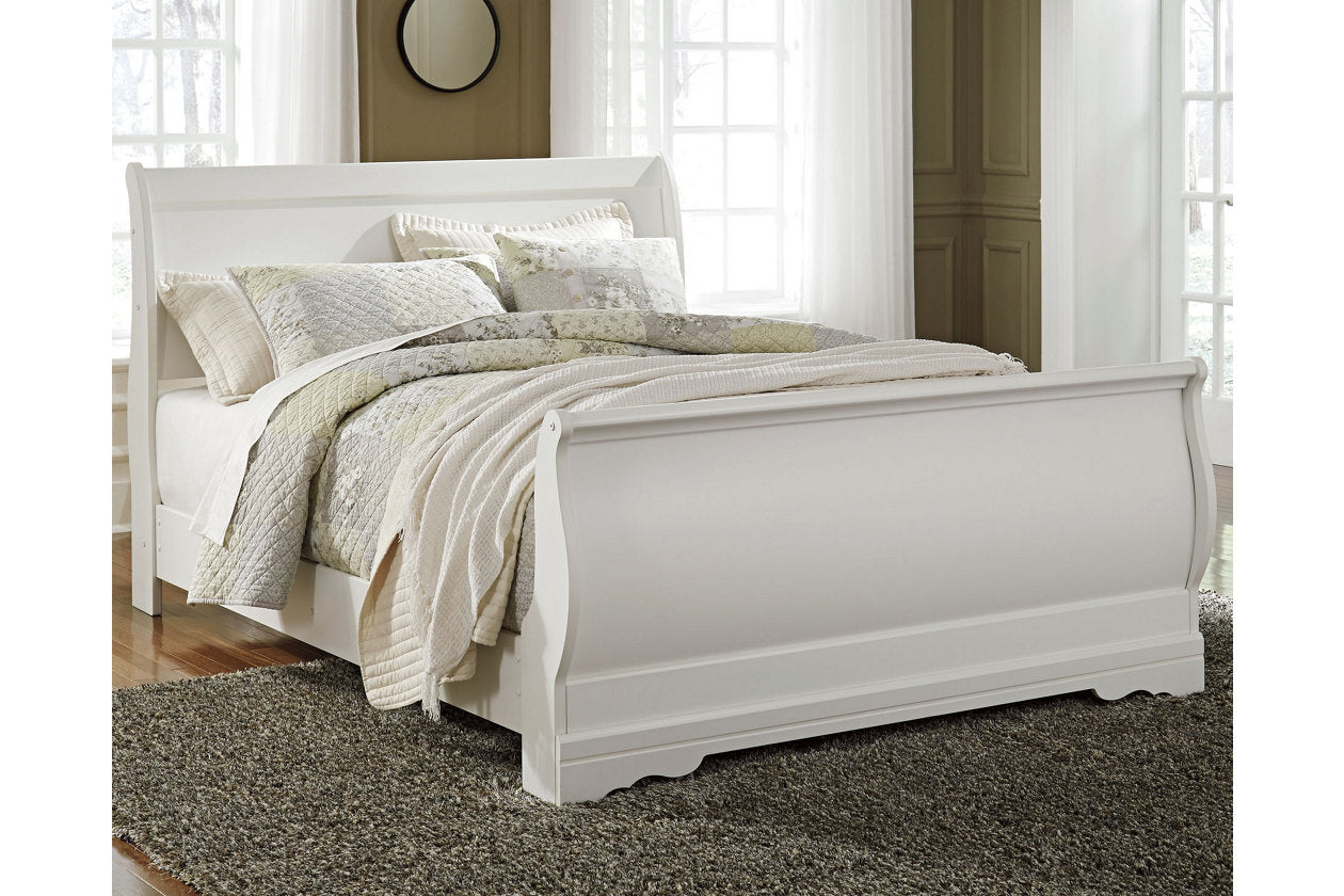 Anarasia White Queen Sleigh Bed - SET | B129-74 | B129-77 | B129-98 - Luna Furniture - Dallas Store
