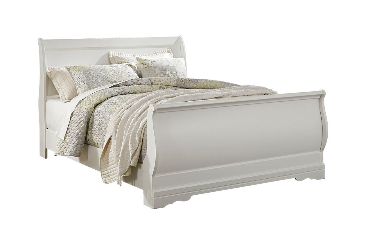 Anarasia White Queen Sleigh Bed - SET | B129-74 | B129-77 | B129-98 - Luna Furniture - Dallas Store