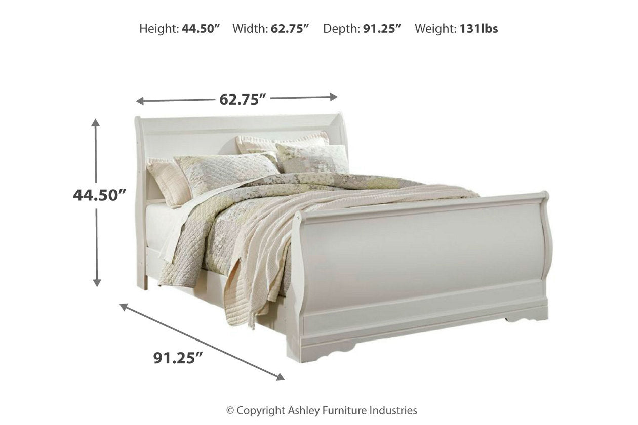 Anarasia White Queen Sleigh Bed - SET | B129-74 | B129-77 | B129-98 - Luna Furniture - Dallas Store