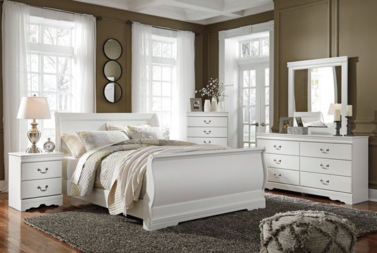 Anarasia White Sleigh Bedroom Set - SET | B129-74 | B129-77 | B129-98 | B129-31 | B129-92 - Luna Furniture - Dallas Store