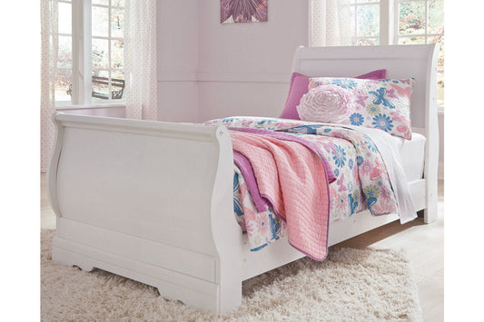Anarasia White Twin Sleigh Bed - SET | B129-63 | B129-82 | B129-62 - Luna Furniture - Dallas Store