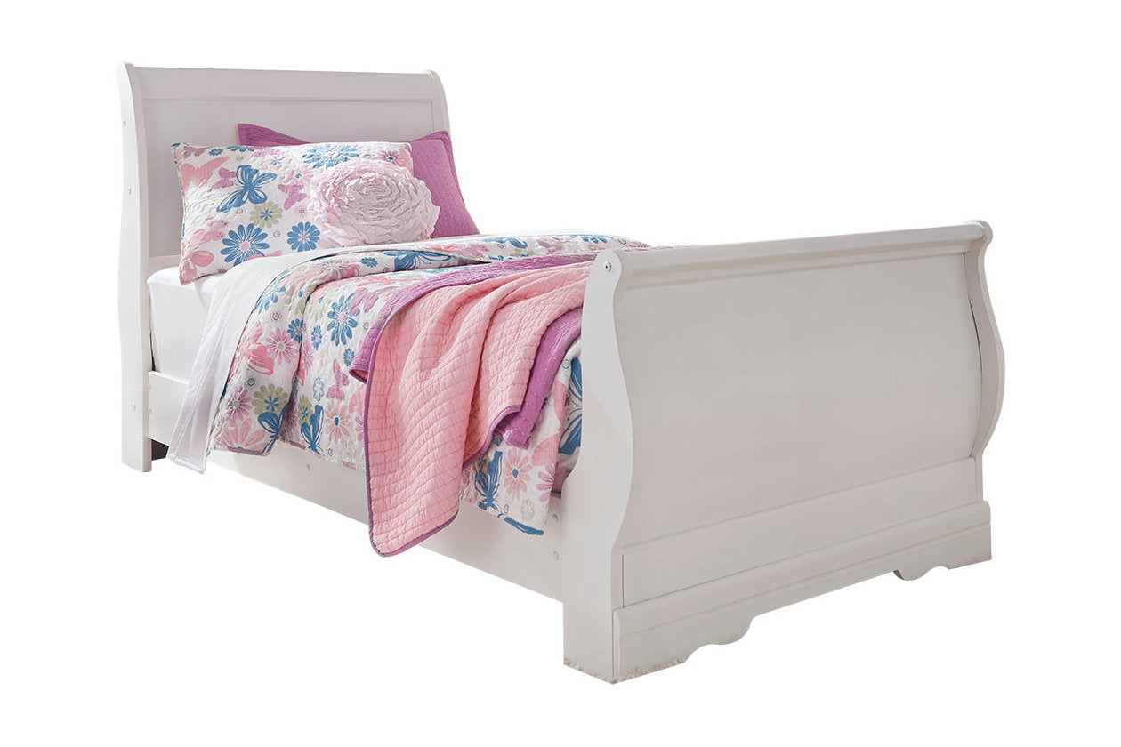 Anarasia White Twin Sleigh Bed - SET | B129-63 | B129-82 | B129-62 - Luna Furniture - Dallas Store