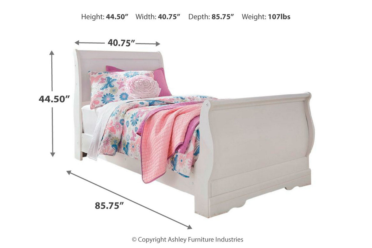 Anarasia White Twin Sleigh Bed - SET | B129-63 | B129-82 | B129-62 - Luna Furniture - Dallas Store