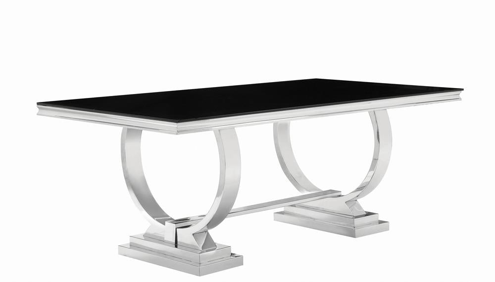 Antoine Chrome/Black Rectangular Dining Table - 107871 - Luna Furniture - Dallas Store