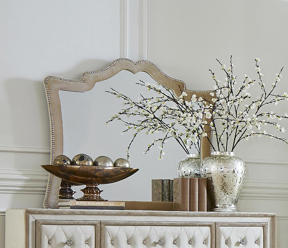 Antonella Camel Mirror with Nailhead Trim - 223524 - Luna Furniture - Dallas Store