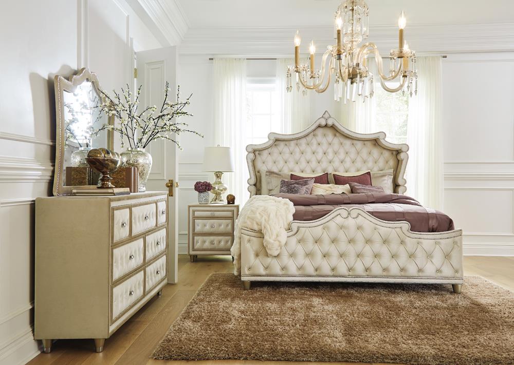 Antonella Camel Mirror with Nailhead Trim - 223524 - Luna Furniture - Dallas Store