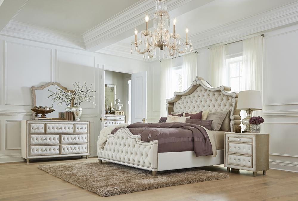 Antonella Camel Mirror with Nailhead Trim - 223524 - Luna Furniture - Dallas Store