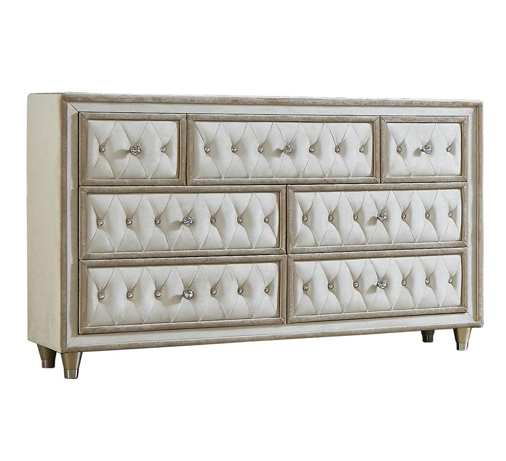 Antonella Ivory/Camel 7-Drawer Upholstered Dresser - 223523 - Luna Furniture - Dallas Store