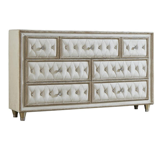 Antonella Ivory/Camel 7-Drawer Upholstered Dresser - 223523 - Luna Furniture - Dallas Store