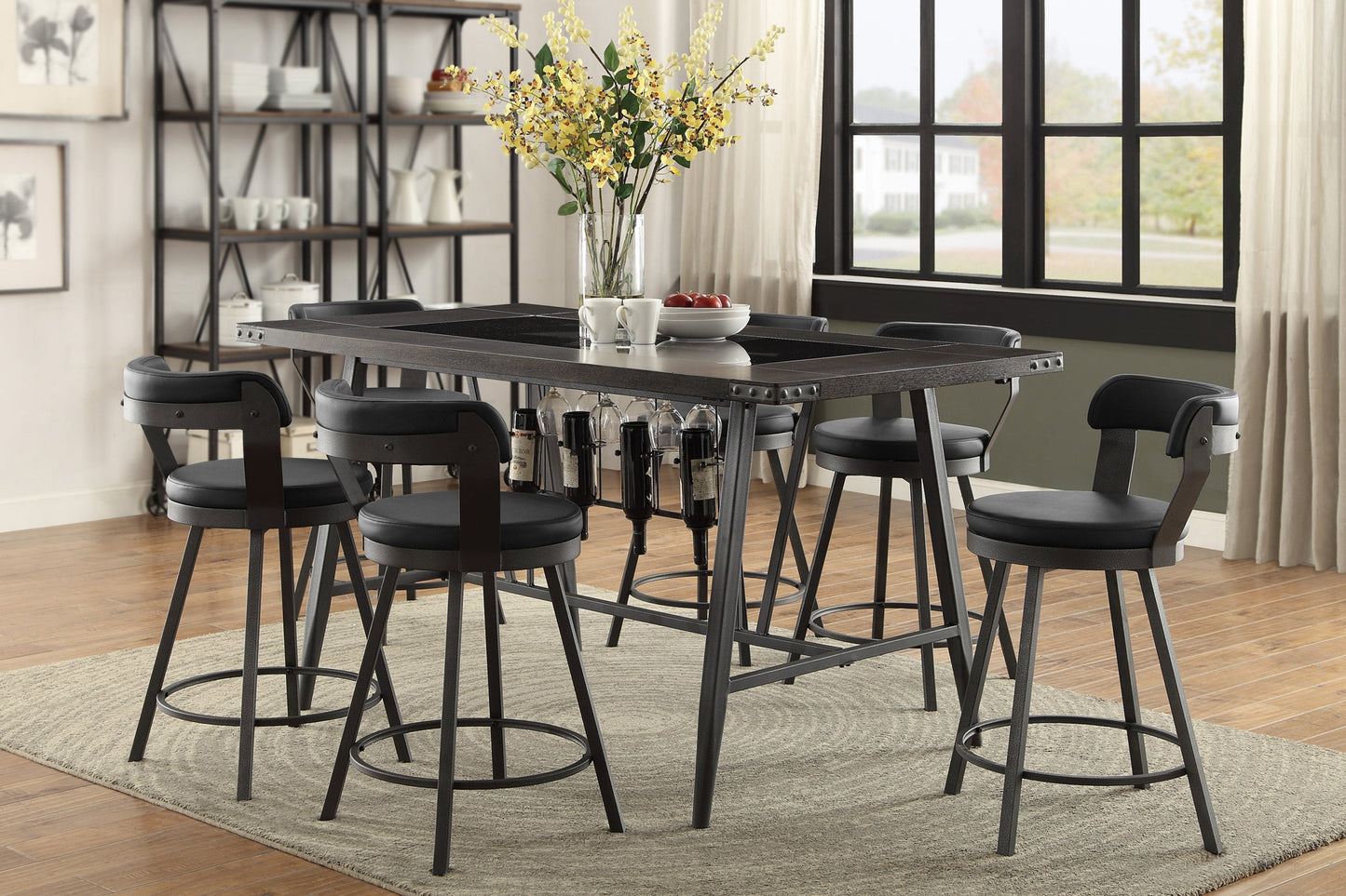 Appert Black/Dark Gray Swivel Counter Chair, Set of 2 - 5566-24BK - Luna Furniture - Dallas Store