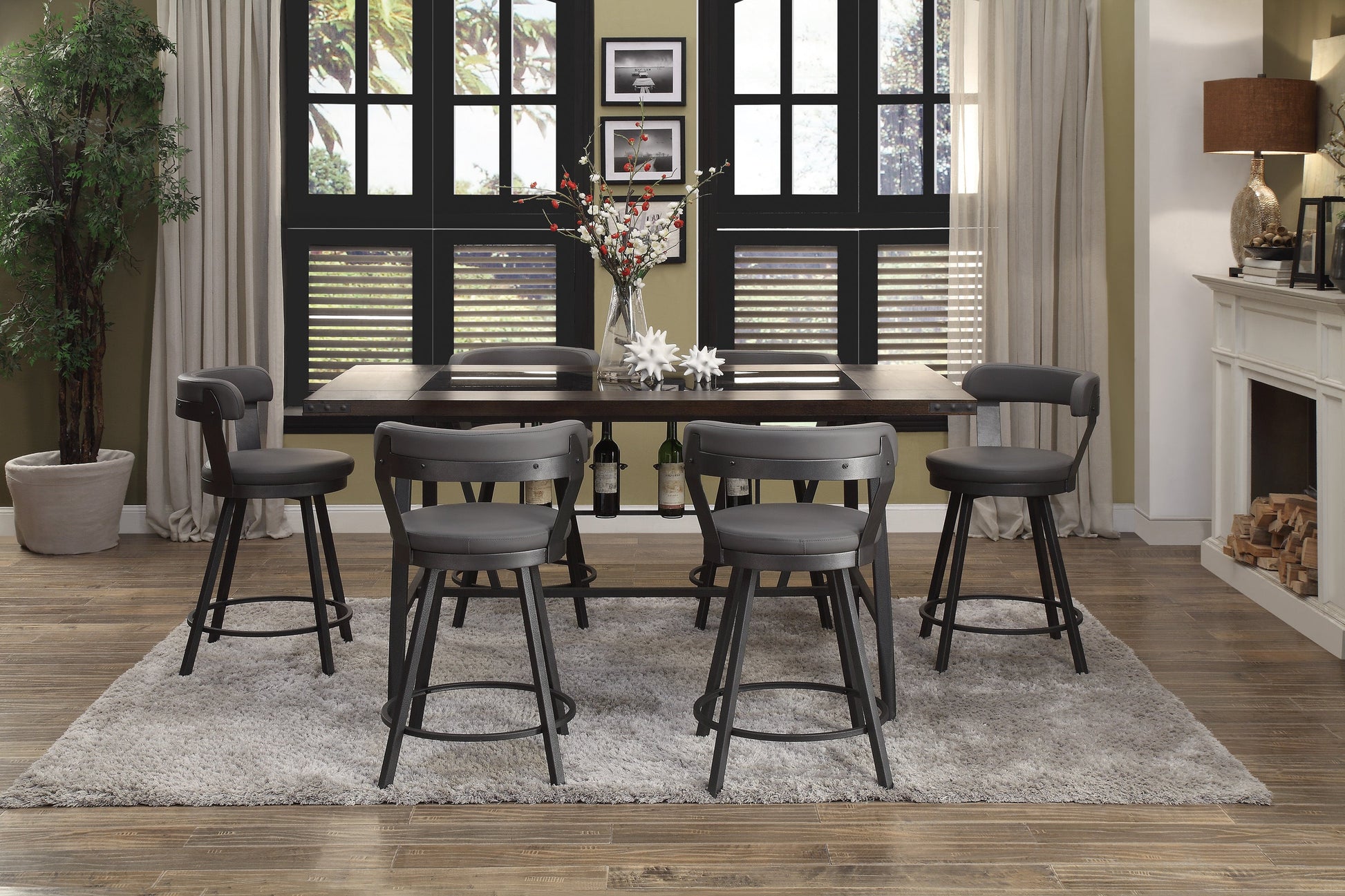 Appert Gray/Dark Gray Swivel Counter Chair, Set of 2 - 5566-24GY - Luna Furniture - Dallas Store