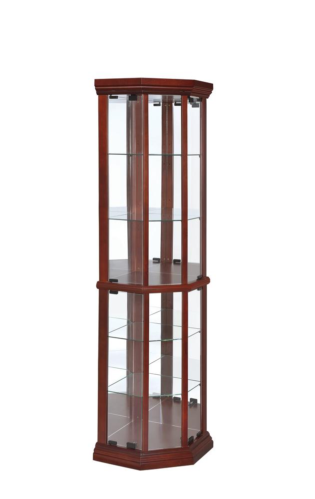 Appledale Medium Brown 6-Shelf Corner Curio Cabinet - 3393 - Luna Furniture - Dallas Store