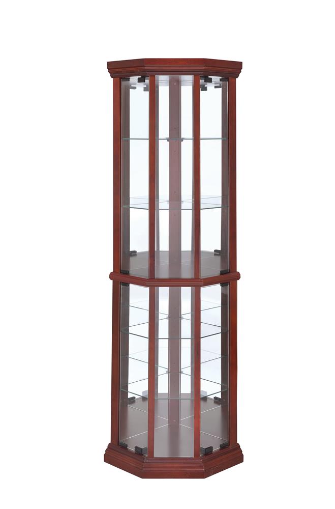 Appledale Medium Brown 6-Shelf Corner Curio Cabinet - 3393 - Luna Furniture - Dallas Store