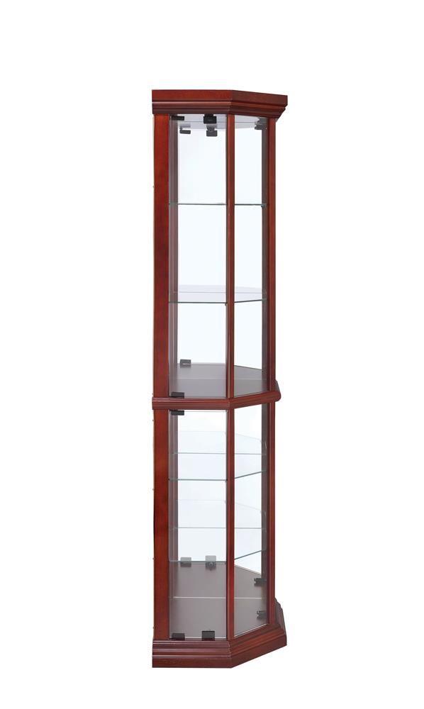 Appledale Medium Brown 6-Shelf Corner Curio Cabinet - 3393 - Luna Furniture - Dallas Store