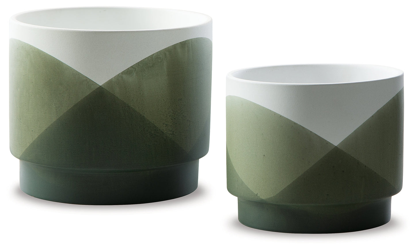 Ardenridge Green/White Planter, Set of 2 - A2000579 - Luna Furniture - Dallas Store