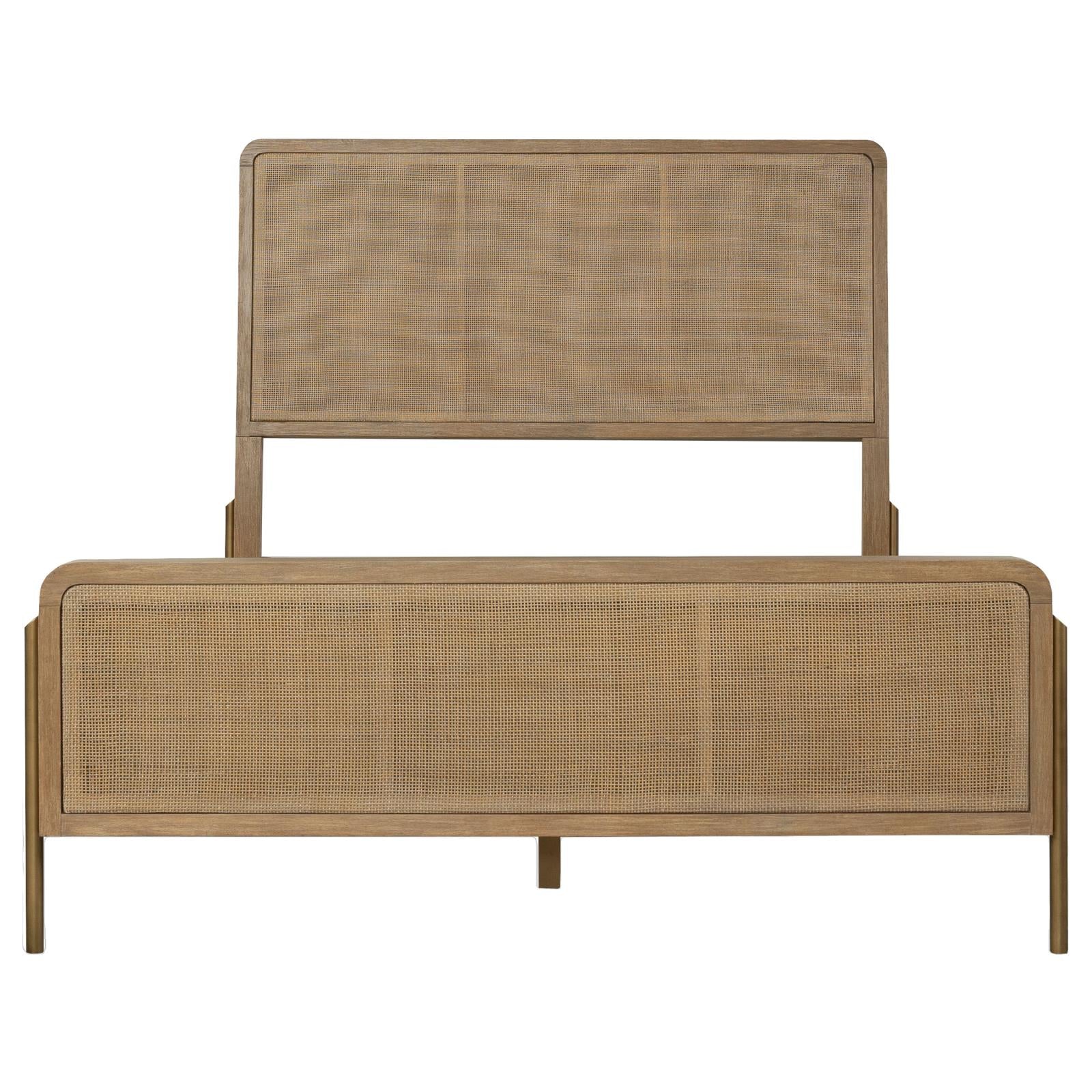 Arini Upholstered Eastern King Panel Bed Sand Wash/Natural Cane - 224300KE - Luna Furniture - Dallas Store