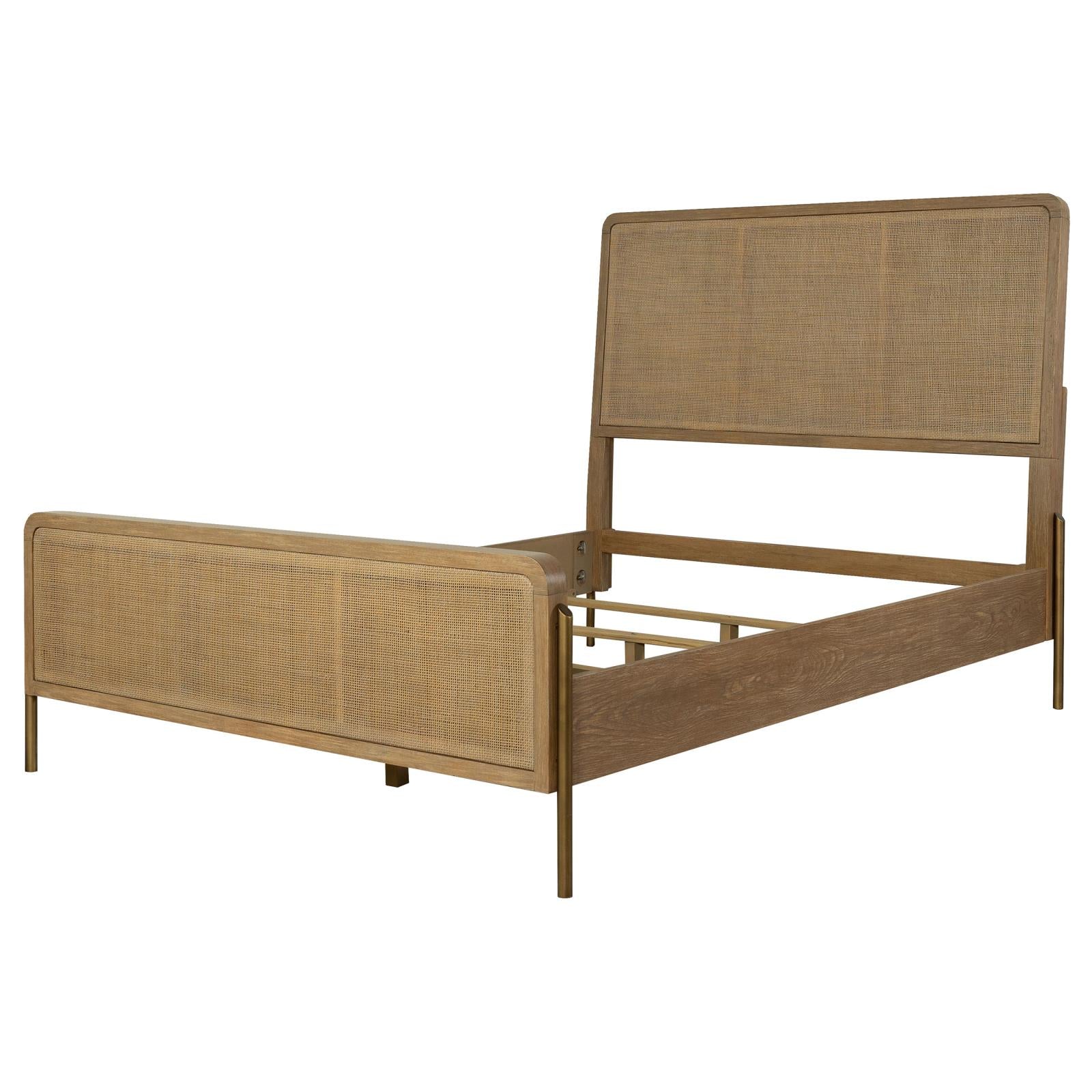 Arini Upholstered Eastern King Panel Bed Sand Wash/Natural Cane - 224300KE - Luna Furniture - Dallas Store