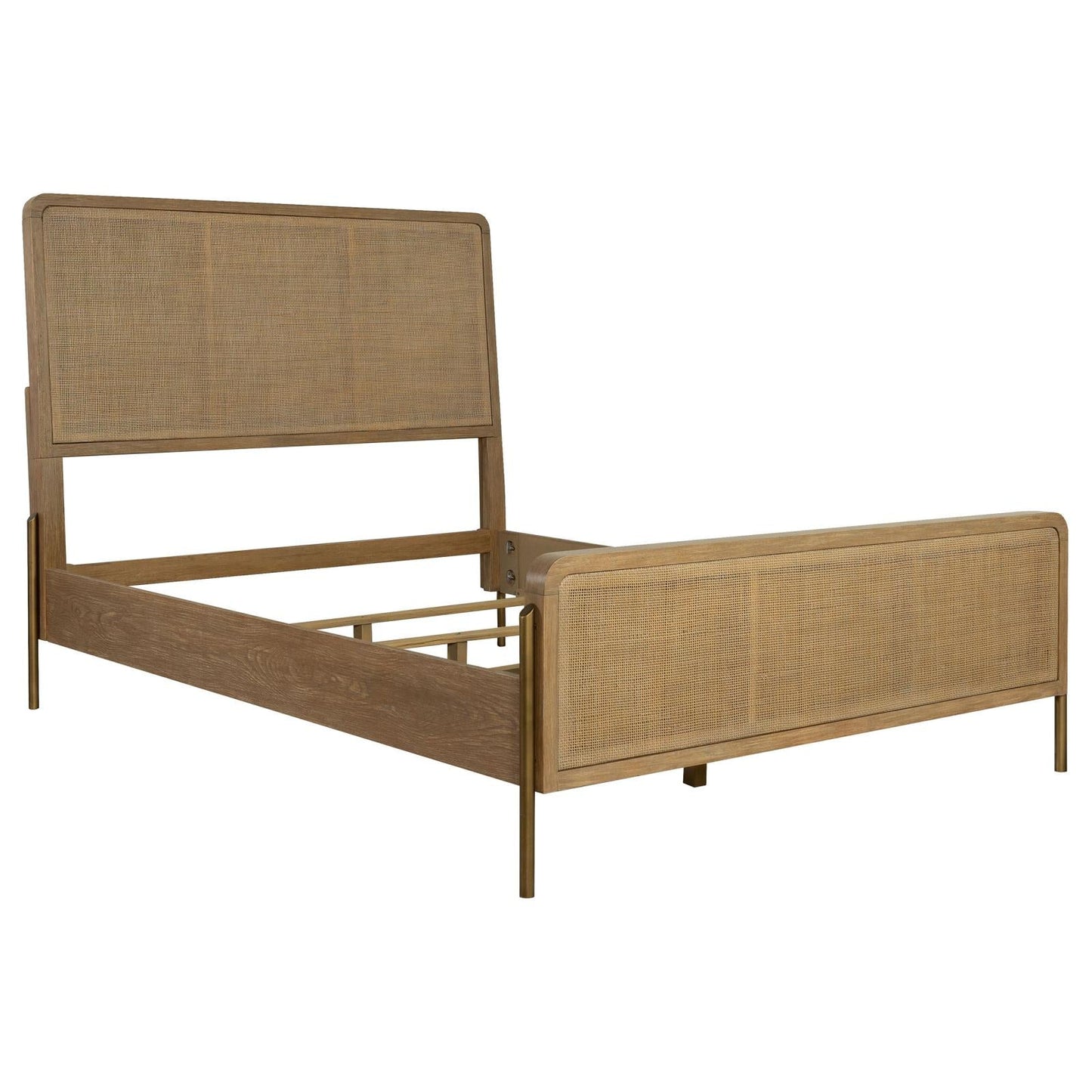 Arini Upholstered Queen Panel Bed Sand Wash/Natural Cane - 224300Q - Luna Furniture - Dallas Store