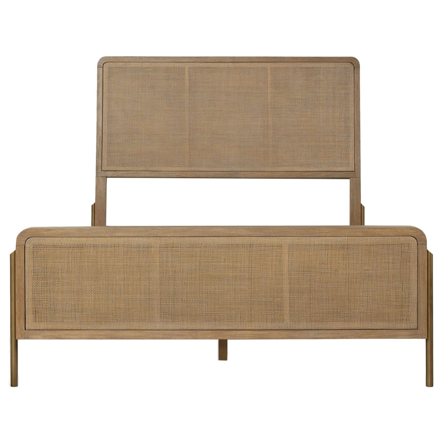 Arini Upholstered Queen Panel Bed Sand Wash/Natural Cane - 224300Q - Luna Furniture - Dallas Store