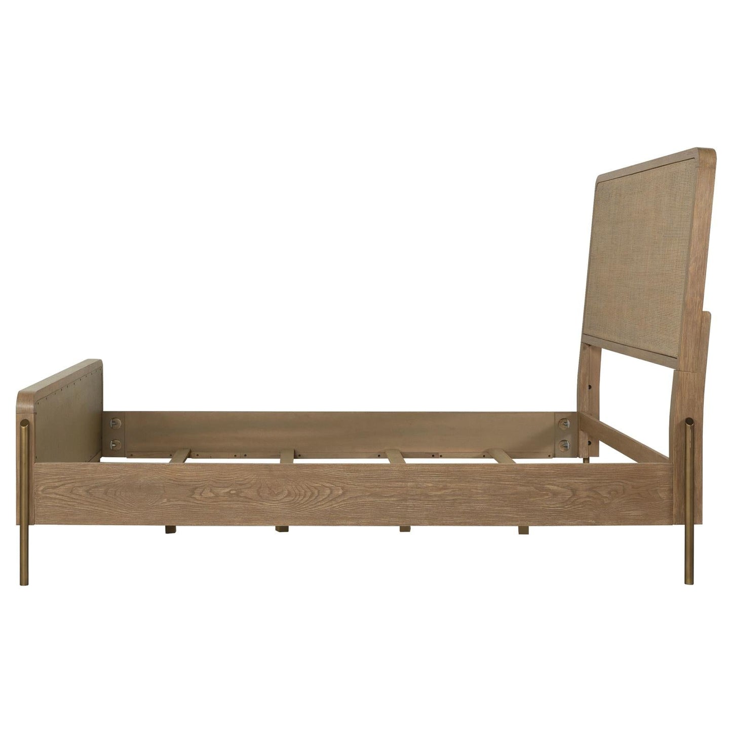 Arini Upholstered Queen Panel Bed Sand Wash/Natural Cane - 224300Q - Luna Furniture - Dallas Store