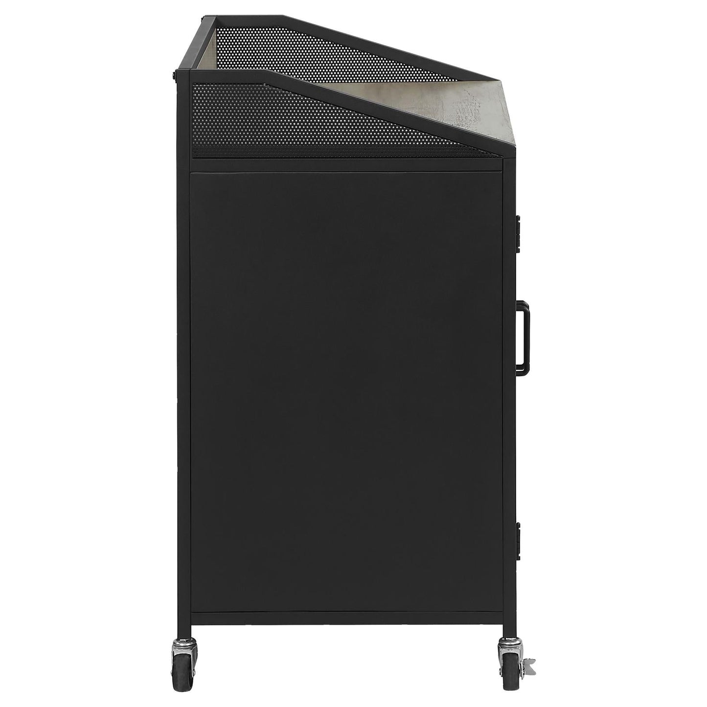 Arlette Gray Wash/Sandy Black Wine Cabinet with Wire Mesh Doors - 183476 - Luna Furniture - Dallas Store