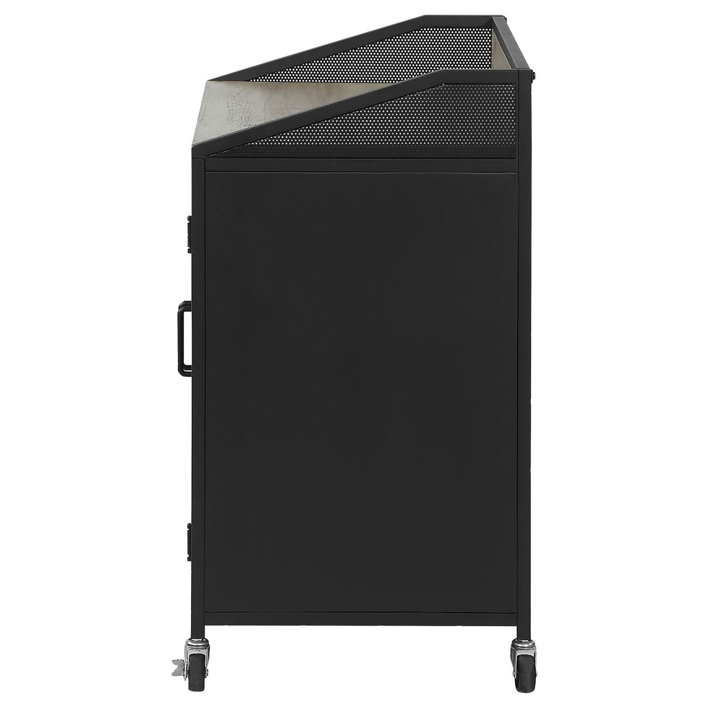 Arlette Gray Wash/Sandy Black Wine Cabinet with Wire Mesh Doors - 183476 - Luna Furniture - Dallas Store