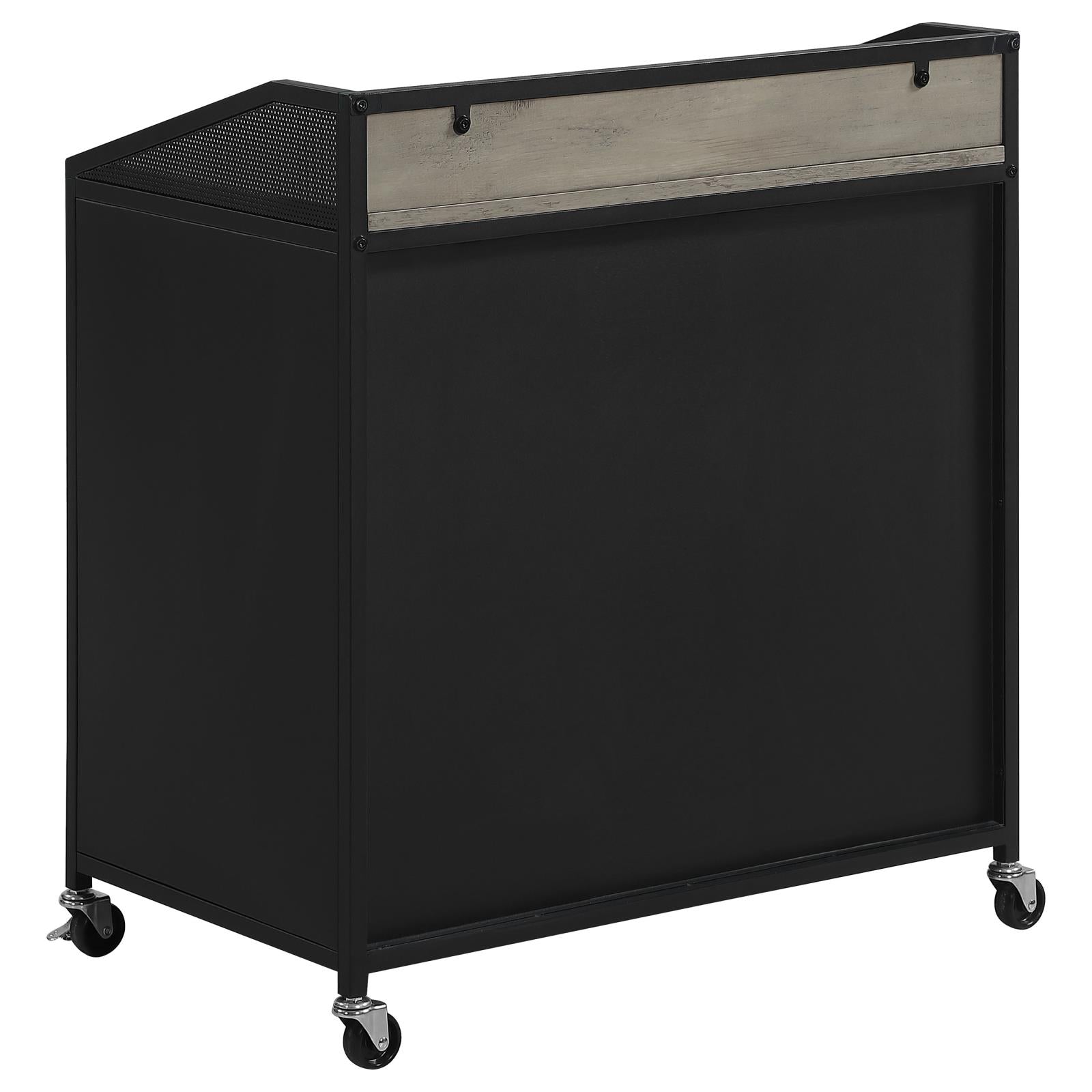Arlette Gray Wash/Sandy Black Wine Cabinet with Wire Mesh Doors - 183476 - Luna Furniture - Dallas Store