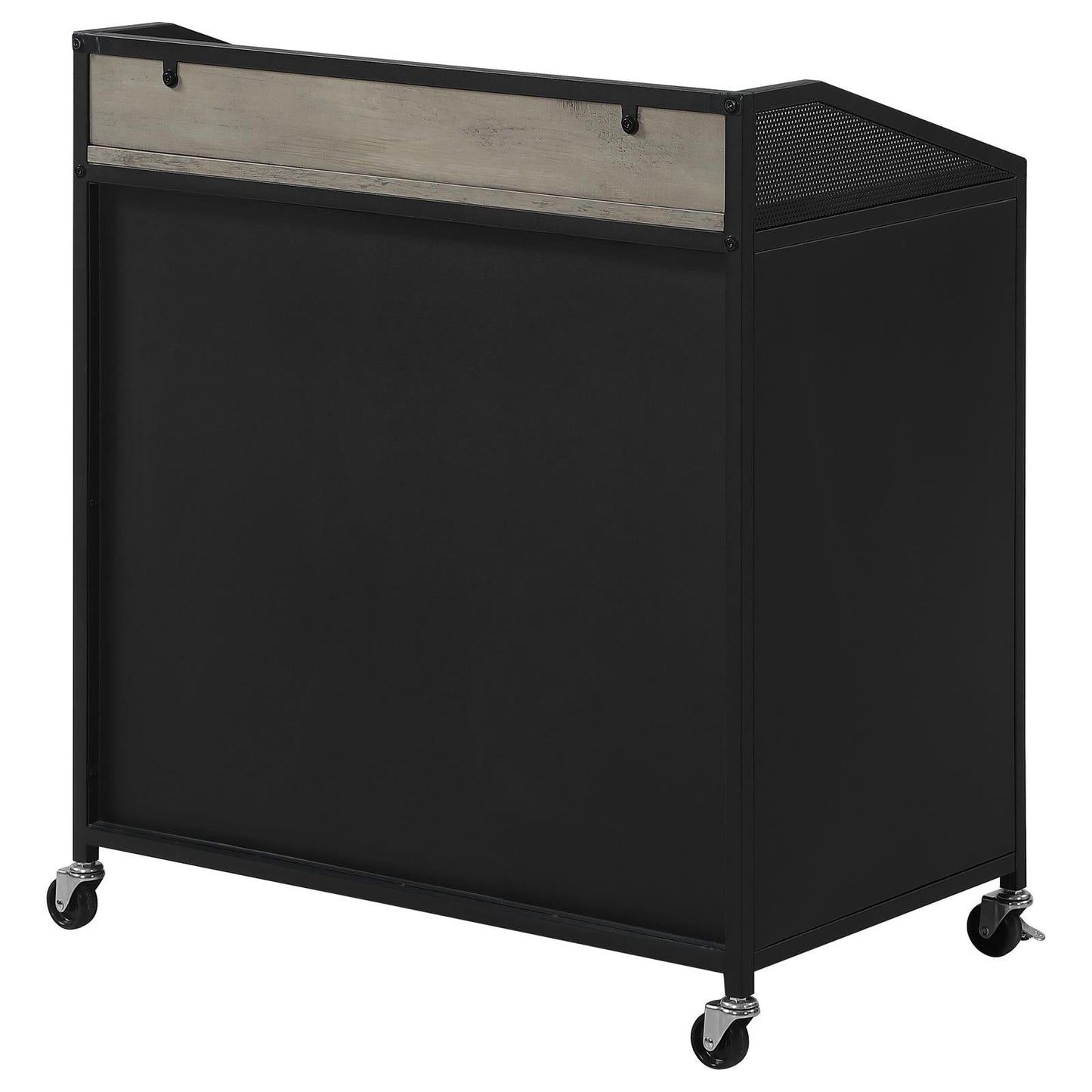Arlette Gray Wash/Sandy Black Wine Cabinet with Wire Mesh Doors - 183476 - Luna Furniture - Dallas Store