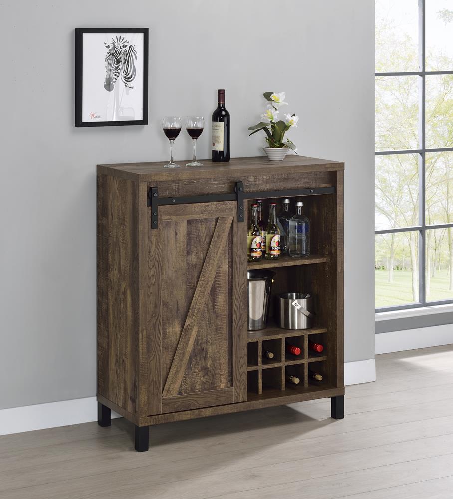 Arlington Rustic Oak Bar Cabinet with Sliding Door - 182852 - Luna Furniture - Dallas Store