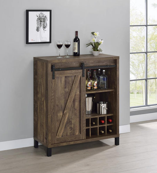 Arlington Rustic Oak Bar Cabinet with Sliding Door - 182852 - Luna Furniture - Dallas Store