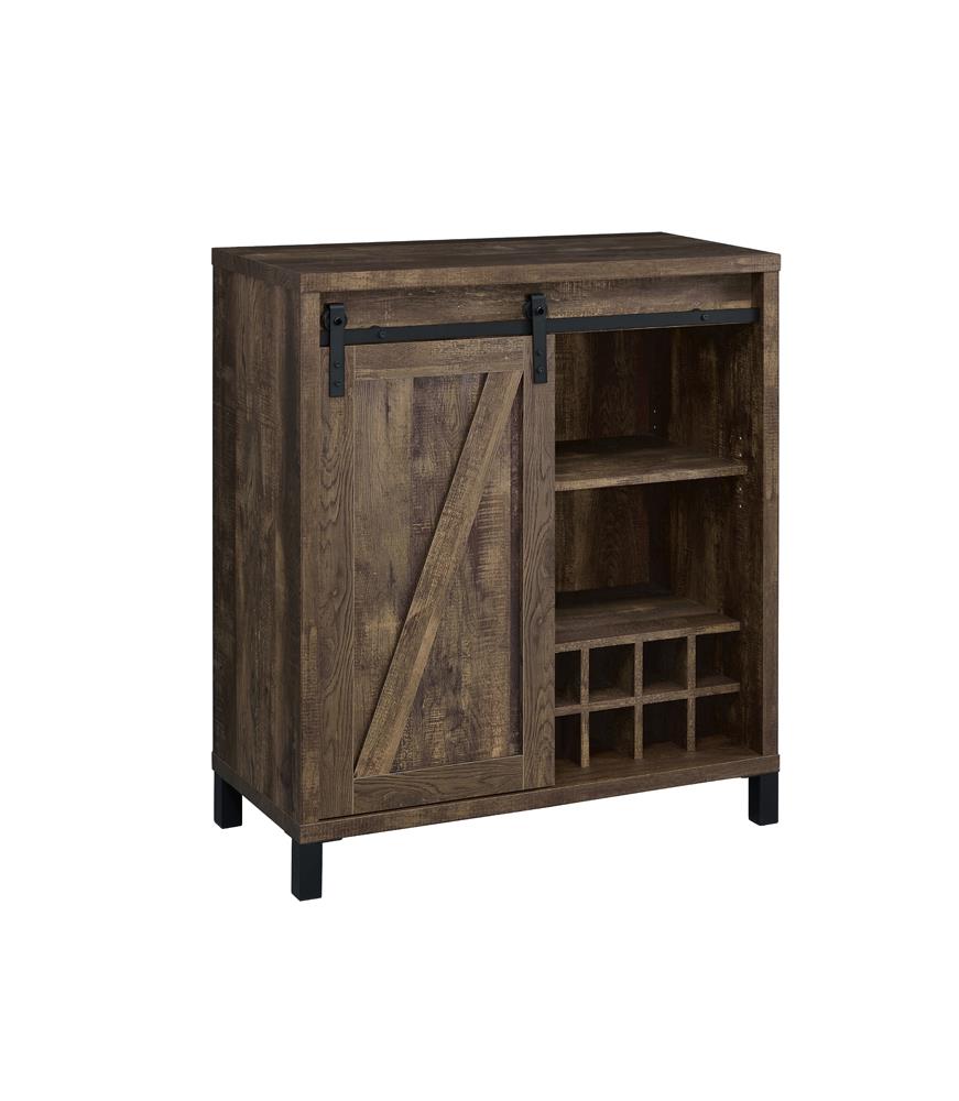Arlington Rustic Oak Bar Cabinet with Sliding Door - 182852 - Luna Furniture - Dallas Store