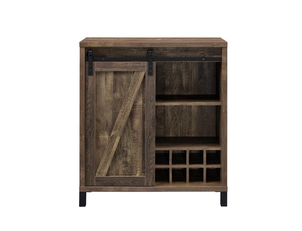 Arlington Rustic Oak Bar Cabinet with Sliding Door - 182852 - Luna Furniture - Dallas Store