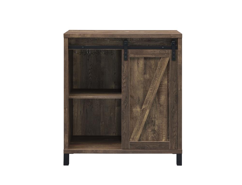 Arlington Rustic Oak Bar Cabinet with Sliding Door - 182852 - Luna Furniture - Dallas Store