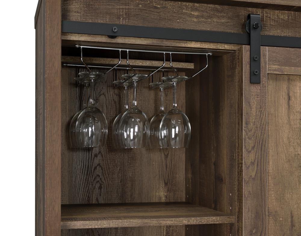 Arlington Rustic Oak Bar Cabinet with Sliding Door - 182852 - Luna Furniture - Dallas Store