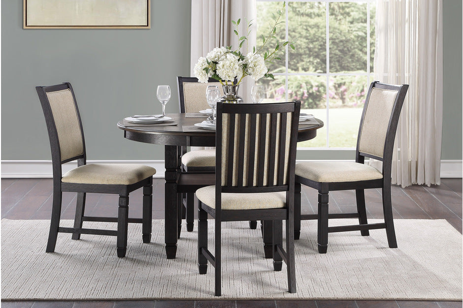 Asher Black/Brown Round 5-Piece Dining Room Set - SET | 5800BK-48RD | 5800BKS(2) - Luna Furniture - Dallas Store