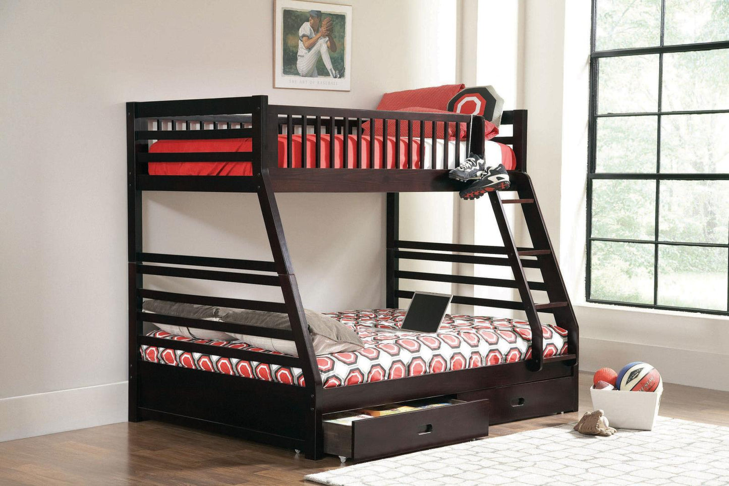 Ashton Cappuccino Twin over Full 2-Drawer Bunk Bed - 460184 - Luna Furniture - Dallas Store